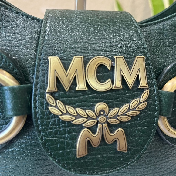 MCM VINTAGE EMERALD GREEN LEATHER BAG - Picture 3 of 15